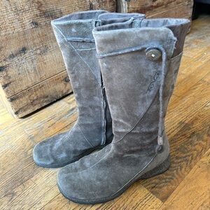 Teva Women's Tall Suede Heeled Boots — Gray Brown